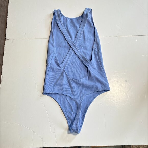 Wilfred Free Periwinkle Blue High Neck Low Back Tank Bodysuit Size Small - Picture 7 of 9